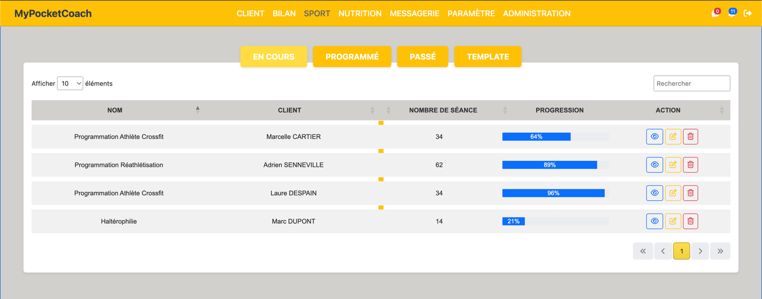 Suivi des programmations en cours